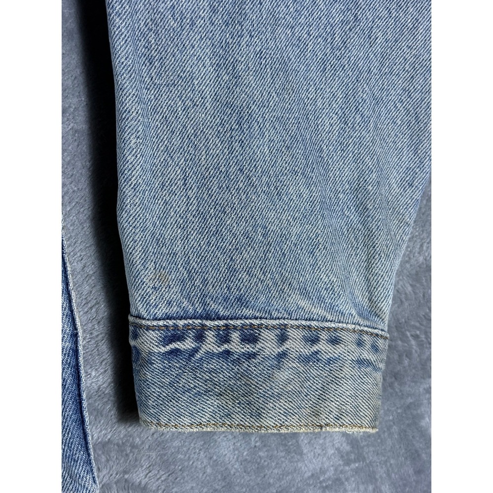 Mens 90s Vintage Levis Light Wash Distress Denim Trucker Jacket Blue Size Large - Picture 5 of 13
